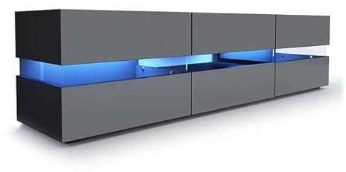 75 Large TV Unit Stand Cabinet High Gloss Drawers With LED light, Entertainment Center for 75 inch TV Console Table for Living Room Bedroom