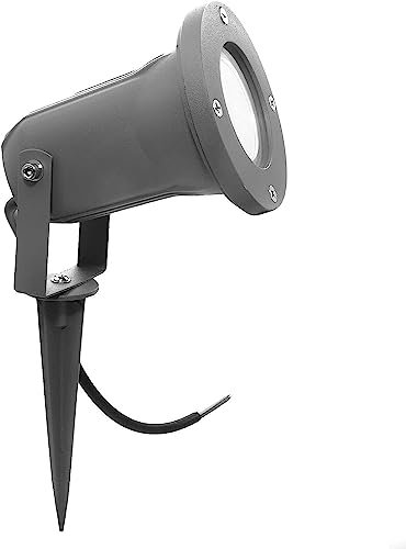 Damastoreitalia Faretto da Esterno con Picchetto Orientabile GU10 – Spot LED da Giardino IP65 in Alluminio – Proiettore per Piante, Alberi, Aiuole – 220V (Grigio - GU10)