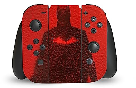 Head Case Designs Offizielle The Batman Roter Regen Neo-Noir Und Poster Vinyl Haut Gaming Aufkleber Abziehbild Abdeckung kompatibel mit Nintendo Switch Joy-Con Controller