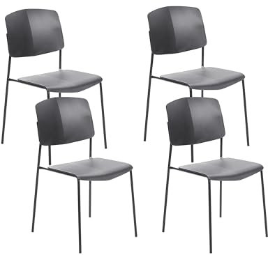 Beliani Esszimmerstuhl 4er-Set Kunststoff schwarz mit hoher Lehne Metallbeinen Astoria