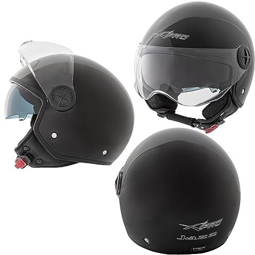 Casco Jet Moto Aperto Visiera Scooter Antigraffio Parasole ECE 22-06 Nero L