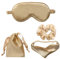 Schlafmaske aus Seide für Frauen/Männer, 4-teiliges Set, lichtblockierende Schlafmaske für Zuhause, Reisen, weiche Augenabdeckung, Augenschutz für die Nacht (Gold)