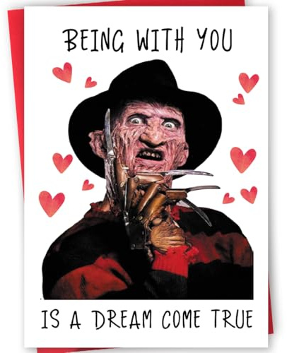 mmuue Horror Valentine's Day Card for Him Her, Scary Movie Theme Anniversary Card for Wife Husband, Serial Killer Birthday Gifts for Boyfriend Girlfriend