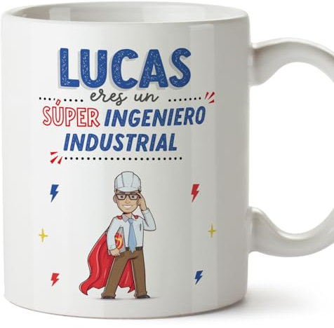 MUGFFINS Tazas Personalizadas para INGENIERO INDUSTRIAL hombre - En Español - ¡Eres Súper! - 11 oz / 330 ml - Regalo Personalizable original y divertido
