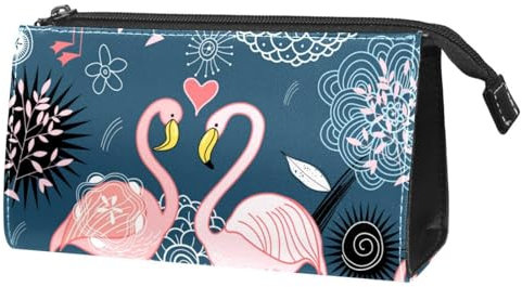 Schminktaschen für Damen,Kosmetiktaschen für Damen,Cartoon Flamingo
