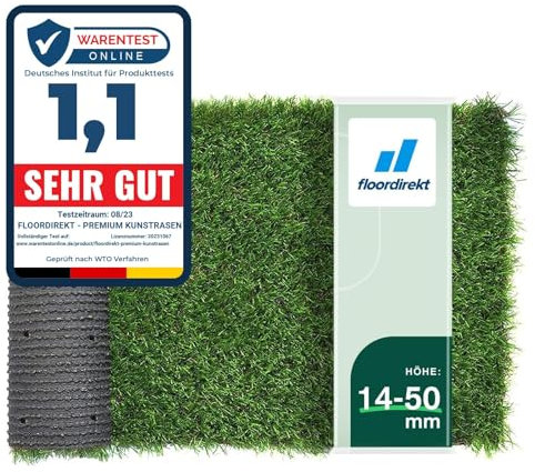 Floordirekt | Gazon Synthétique Artificiel - Rouleau Gazon Qualité Supérieure - Idéal pour Balcon, terrasse et Jardin | Différentes Tailles et épaisseurs | 50mm de Hauteur, Lemon, 100x600 cm