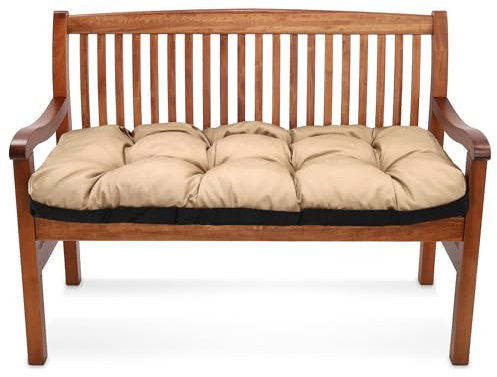 Amazinggirl Bankauflage Sitzkissen Outdoor Hollywoodschaukel Kissen 120x80 cm - Sitzpolster Bank Polster für Sitzbank Gartenbank und Paletten Bankkissen Indoor und Outdoorkissen Beige