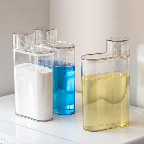 GmeDhc 1 Stück Waschmittel Aufbewahrung, 1300ML Waschmittelbehälter, Waschpulver Aufbewahrungsbox, Waschmittel Spender, Waschmittelbox für Pulver