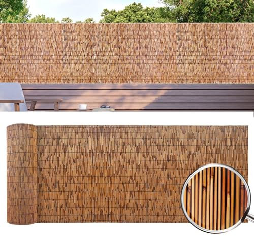 Rorquscade Clôture en Roseau 1m50 x 1m20, Panneau de Clôture en Bambou Naturel, Occultant, Respirabilité, Canisse Bambou Durable, Pour Balcon & Jardin (Couleur : Carbonized black line)
