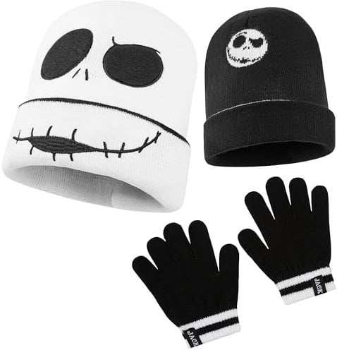 Disney Stitch Ensembles Fille d’Accessoires d'Hiver 1, 2 ou 3 Pièces - Bonnet Enfant, Écharpe, Gants Hiver - Cadeau Fille (Black Jack 2 Pièces Réversible)