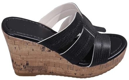 Mules pour femme avec talon - Sandales compensées - Bout ouvert - Sandales à talon compensé - Chaussures d'été - Talons hauts - Sandales d'été - Pantoufles d'été - Sandales de loisirs - Sandales