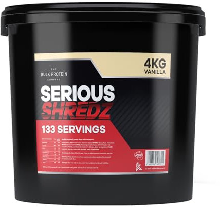 Serious Shredz 4kg – Diet Whey Protein Powder – Contains L-Carnitine L-Tartrate and Green Tea Extract – Supports Lean Muscle Growth, 133 Servings – The Bulk Protein Company (Vanilla)
