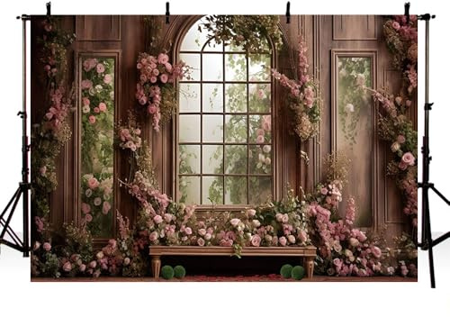 AIBIIN Wedding Backdrop for Photography Vintage Romantic Pink Rose Spring Flowers Photography Background Decoration Photocall Props 7x5ft