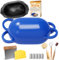 Enameled Cast Iron Oval Bread Oven with Non-Stick Silicone Liner, 2QT, Blue, Mini Oval Homemade Sourdough Dutch Oven with Lid, Artisan Bread Loaf Pan for Homemade Bread Five-Years Free Replacement
