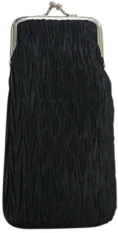 Luigi Brillenetui Satin mit Kiss-Lock Verschluss - weicher seidenähnlicher Brillenhalter kompakt 19x9x2cm in Schwarz - Eleganter & tragbarer Brillenschutz, Schwarz, One size