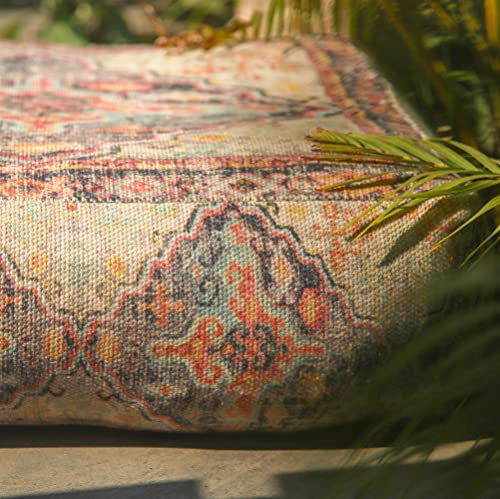 Mandala Life ART Outdoor Boden Kissen für den Außenbereich mit Füllung - Quadratisch Sitzpouf Fußhocker Sitzpuff Pouf aus Polyester - für Pool, Garten oder Terrasse
