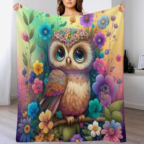 Eule Decke Kuscheldecken Couchdecke, Übergroße Warme Super Weiche Decke, Schlafdecke Tagesdecke Flauschige Decke （150×200cm）