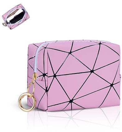 Trousse Trucchi Donna, 3.9 Mini Borsa per Trucchi Rossetto in Pelle PU, Piccola Porta Trucchi Organizer Makeup Accessori Utili da Viaggio per Donna e Ragazza, Idee Regalo Amica Compleanno(Rosa)