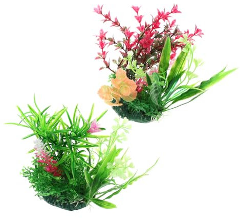 Alipisu Acuario 2 Piezas de Plantas Acuáticas Decorativas de Plástico para Peceras