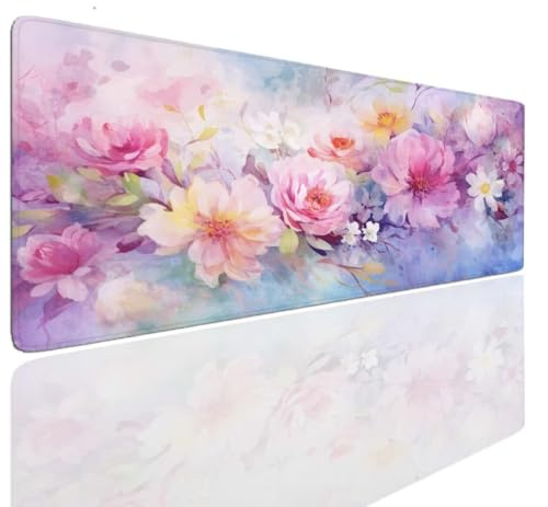 Tapis de Souris Rose 1400x700x4mm Grand Tapis de Souris XXL Gamer Gaming, Sous Main Bureau à Bords Cousus, Tapis de Bureau Gaming Antidérapante, Protection de Bureau Sous-mains Accessoire Deco S-974