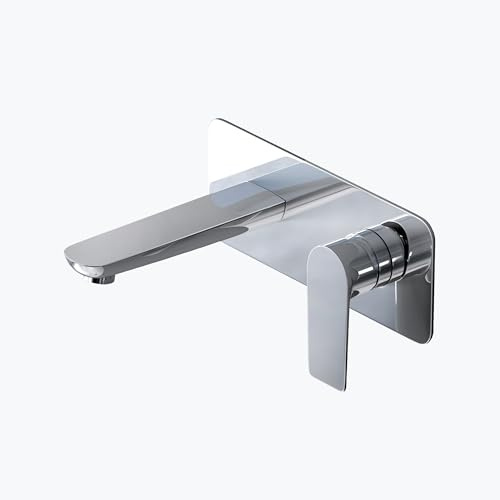 Mai & Mai Miscelatore per Lavabo a Muro Rubinetto Incasso, Argento | Miscelatore Monocomando per Bagno, Rubinetto per Lavabo da Parete, Design Moderno, Cromato, WA118