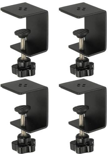 PATIKIL C Clamps, 4 Pcs Heavy Duty Metal Black Desk Clamp Adjustable Mounting Table Clamp with Protective Pad for Fixing Acrylic Glass Plastic Wood Sheets, Black
