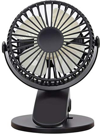 Wdfnexalai Ventilateur de table 3 vitesses réglable à faible bruit Mini ventilateurs portables Rotation à 360 degrés Refroidissement par air étudiant Dortoir scolaire Noir