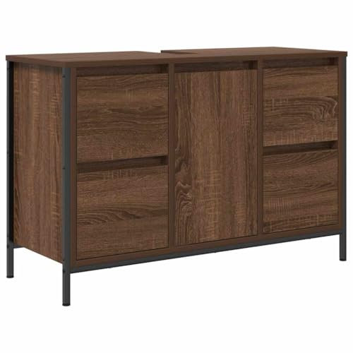 vidaXL Mueble de Lavabo con cajones Roble marrón 90x34,5x60 cm, Mueble de Lavabo de baño, Mueble de baño, Mueble de Lavabo, Mueble de Lavabo de baño