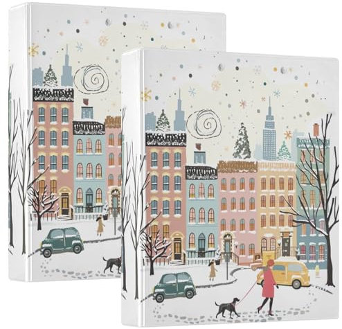 New York Winter Street 3-Ringbuch, 2 Stück, 3,8 cm Ordner, Schulordner