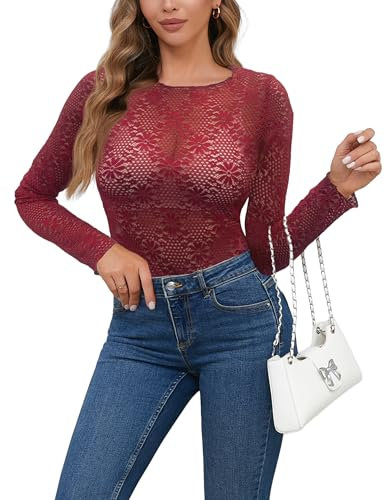 Mujer Camiseta Transparente Manga Larga Camiseta Sexy Malla Top Elegante Camiseta Rejilla Slim Chic Blouses Sheer Clubwear Casual T-Shirt