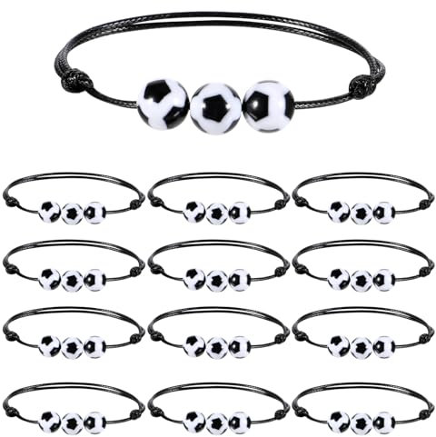 Giantree 12Stück Fußball Armband, Verstellbares Fußball Armbänder, Gewebte Freundschaftsarmband Sport Armbänder für Teenager Erwachsene Mädchen und Jungen Mitgebsel Schulanfang Geschenk