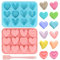 2 Pièces Moule Cœur, Moule Silicone Coeur 12 Cavités, Avec Revêtement Antiadhésif, 3D Moule Coeur Silicone Lavable en Machine avec Brosse, pour Chocolat Gâteaux Savon Bonbon