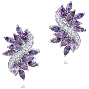 Crystalline Azuria Hochzeit Ohrstecker Ohrringe mit Lila Violet Zirkonia Kristalle 18 kt Weiß Vergoldet für Damen