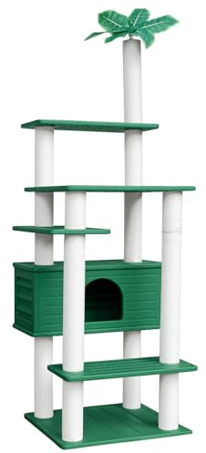 MAOHEGOU 74 Inches Tall Outdoor Weatherproof Cat Tower, Multi-Level Cat Tree, Large Cat Condo with PVC Board and Cat Scratching Posts, for Outside and Indoor Cat Houses