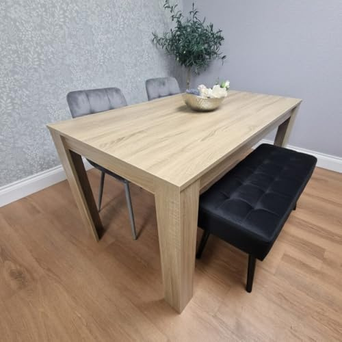 KOSY KOALA Dining Table and 2 Chairs With Bench Oak Effect Wood Table 2 Black Velvet Chairs Dining Room