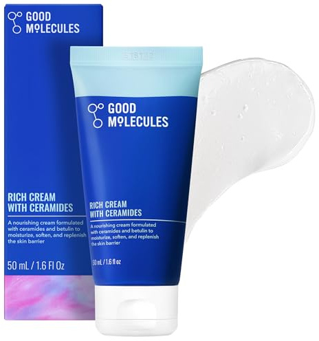 Good Molecules Rich Cream with Ceramides 50 ml / 1.6 oz – Daily Facial Moisturizer for Dry Skin, Redness – Face Lotion with Betulin Soothe, Plump, Hydrate, Moisturize – Anti-aging Skin Care