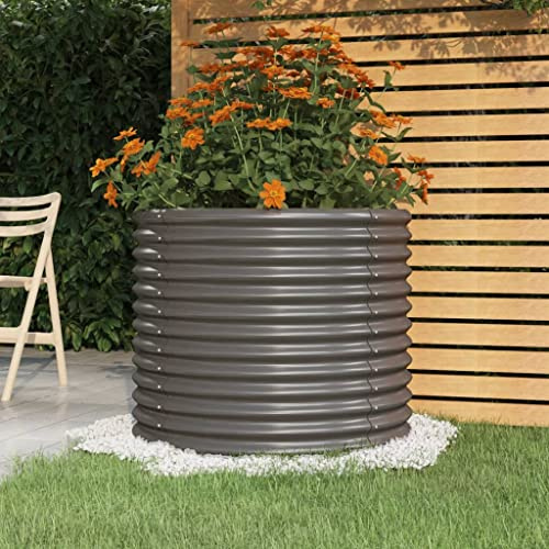 puraday Hochbeete Für Garten 80x80x68 cm Grau Pflanzkübel Gemüsebeet Kräuterspirale XXL Metall Stahl Pflanzbeet Gartenbeet Blumenkasten