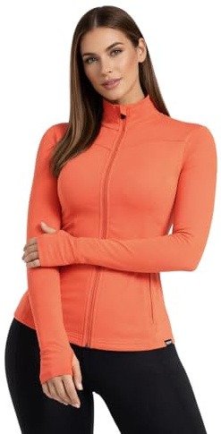 SMILODOX Sportjacke Damen Kenna, Laufjacke mit Stehkragen, Sport Oberteil mit tailliertem Schnitt & Daumenlöchern, Körperbetonte Sportjacke, Fitness Oberteil ideal für Freizeit, Sport, Laufen & Yoga