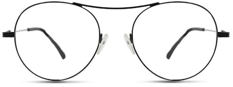 AOOLIA Pilot Lesebrille Herren, Halbe Rahmen Reading Glasses, Leichtes Lesebrillen Mit Blaulichtfilter Pilotenbrille Brillenrahmen aus Metall Lesehilfe für Herren (Schwarz, 0, x)