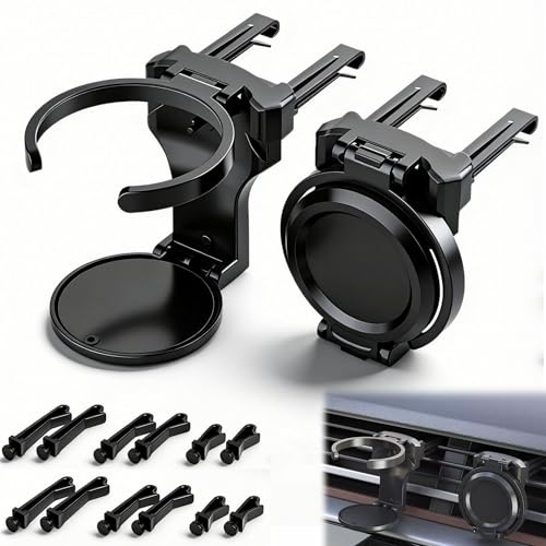 2Stk Auto Getränkehalter Universal Dosenhalter Faltbarer Autobecherhalter Lüftung Flaschenhalter Fahrzeug Becherständer Auto Wasserflaschen Lüftungshalterung für Kaffeebecher und Getränkedose, Schwarz