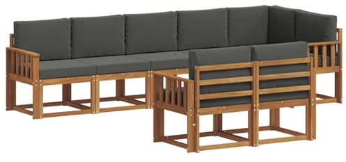vidaXL Outdoor-Sofagarnitur mit Kissen 8 pcs Natur und Anthrazit, Garten, modernes Outdoor-Sofa für Terrassensitzplätze, stylisches Lounge-Sectional-Set, haltbare Möbel für Komfort