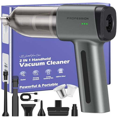 Bemkia Aspirateur Voiture Puissant sans Fil 28000Pa Aspirateur à Main Rechargeable Portable USB-C Maison Auto Bureau (Gris Foncé)