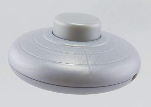 Interruttore per lampada con contatti a vite, interruttore a pedale, interruttore intermedio, 1 polo, 2 A, argento (grigio), interruttore per lampada per cavi a 2 e 3 fili