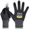 DEX FIT Gants de protection anti coupures Cru553 Niveau 5; confort 3D, prise ferme, mince et léger, compatible écrans tactiles, durable, respirant, lavable; Noir Gris 7 (S) 1 Paire
