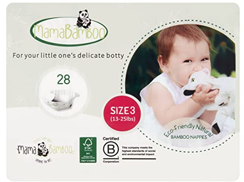 Mama Bamboo Soft Eco Sustainable Windeln (Größe 3) – chlorfrei hypoallergen (28 Stück in jeder Packung)
