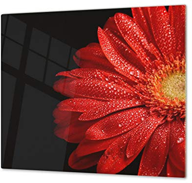 Asse da cucina in VETRO temperato – Tagliere in vetro – pezzo UNICO (60x52 cm) o DUE pezzi (30x52 cm ognuno); D06 Serie Fiori: Fiore 16