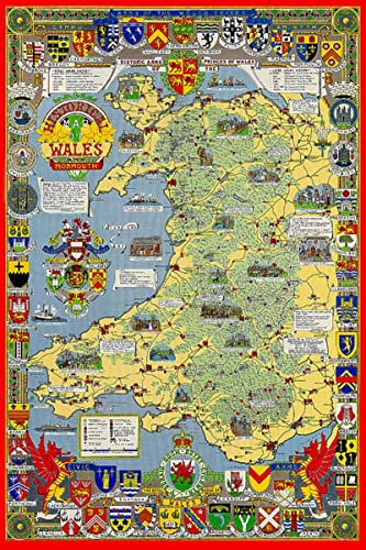 Historical Map Of Wales & Monmouth 1000 Piece Jigsaw Puzzle 690mm x 480mm (jg)