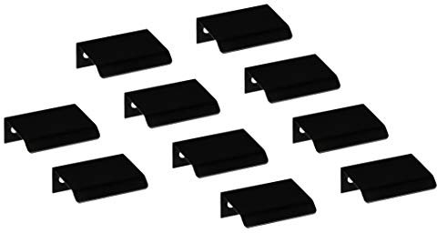 Gedotec Moderno tirador para muebles de cocina, de aluminio, color negro mate, curvado, mango de cocina para armarios y cajones, perfil de aluminio, longitud 45 mm, 10 unidades