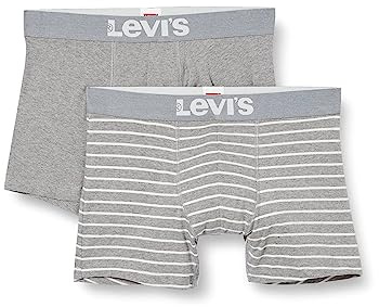 Levi's - Men's Underwear - Boxer Shorts - Vintage Stripe YD (2-Pack) - Middle Grey Melange - S