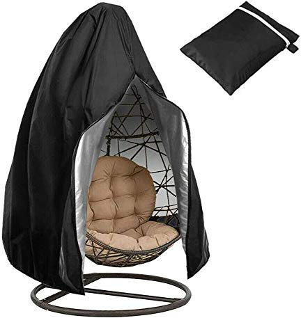Zimohe Abdeckung für Hängesessel, Winddicht, Wasserdicht, UV-Beständiges, Reißfest 210D Oxford Gewebe Hängekorb, Schwingsessel, Hängestuhl Schutzhülle (190 x 115 cm) (schwarz)